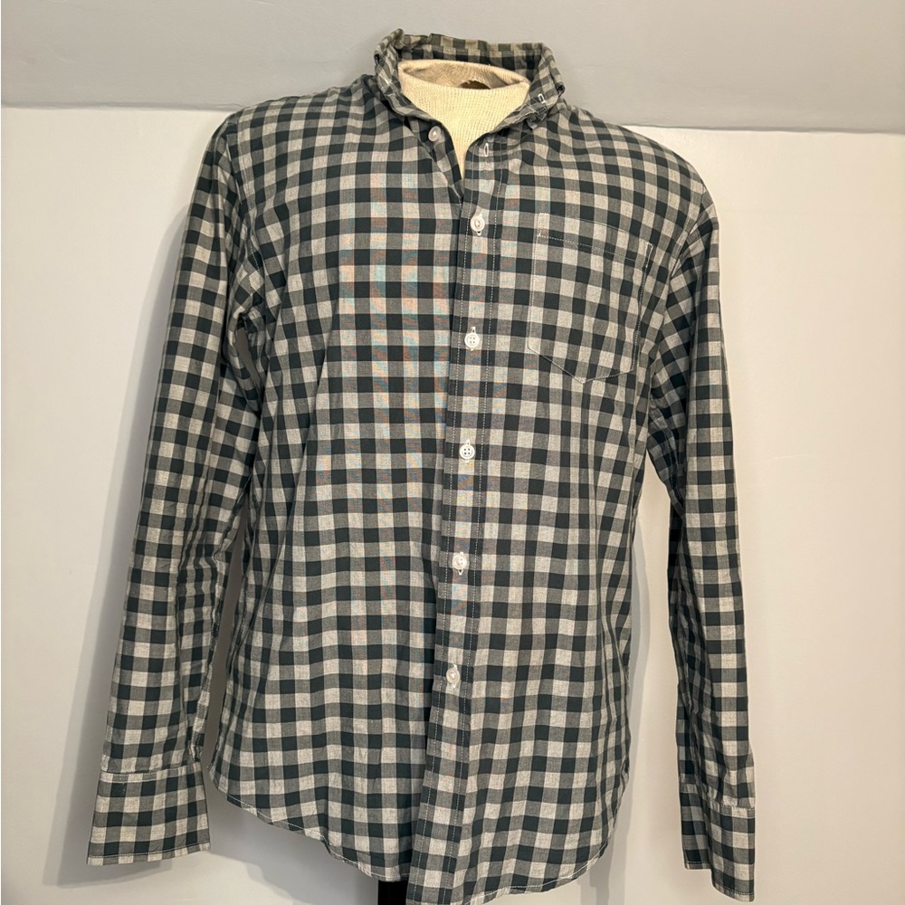 J CREW Men’s Blue Plaid Button-up - Small